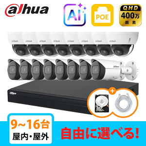 [DAHUA][IP-4M] AI �h�ƃJ���� 400����f 16POE 4���K 9~16�� ���Ȑݒu �h�ƃJ�����Z�b�gHDD 1T���� NVR4216-16P-4KS3, IPC-HDBW2431E-S-S2, IPC-HFW2431S-S-S2