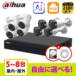 [DAHUA][IP-2M] �h�ƃJ���� ���O ���� 200����f 8POE 2���K 5~8�� ���Ȑݒu �h�ƃJ�����Z�b�gHDD 1T���� NVR2108HS-8P-4KS3,IPC-HDW1260T-S6,IPC-HFW1260S-S6