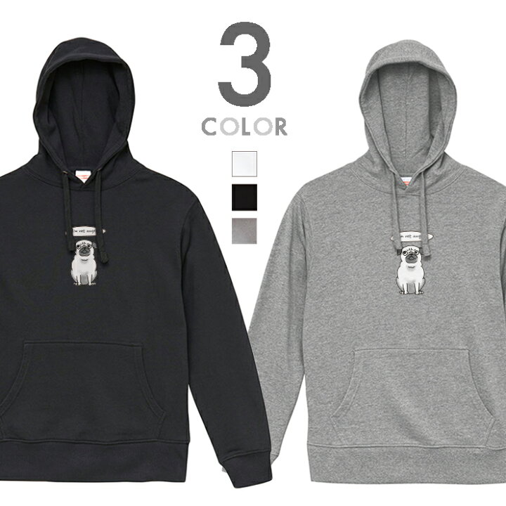 楽天市場 パーカー レディース メンズ スウェット パーカー プルオーバー Hoodie 長袖 フード付き プルオーバー ペア カップル Xs S M L Xl Xxl おしゃれ 大人かわいい おもしろ 韓国 シンプル ワンポイント パグ ゆるい 手書き イラスト 犬 アニマル No