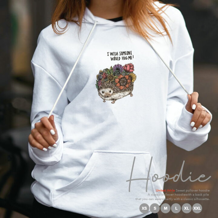 楽天市場 パーカー レディース メンズ スウェット パーカー プルオーバー Hoodie 長袖 フード付き プルオーバー ペア カップル Xs S M L Xl Xxl おしゃれ 大人かわいい 流行 シンプル イラスト 絵 はりねずみ アニマル No Other