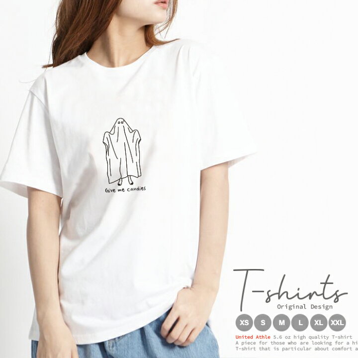 楽天市場 Tシャツ レディース メンズ クルーネック 丸首 綿 半袖 カットソー 大人かわいい オシャレ かっこいい ペア カップル おそろ リンクコーデ ユニセックス 韓国 シンプル ワンポイント 線画 手書き イラスト おばけ ハロウィン ゆるい No Other