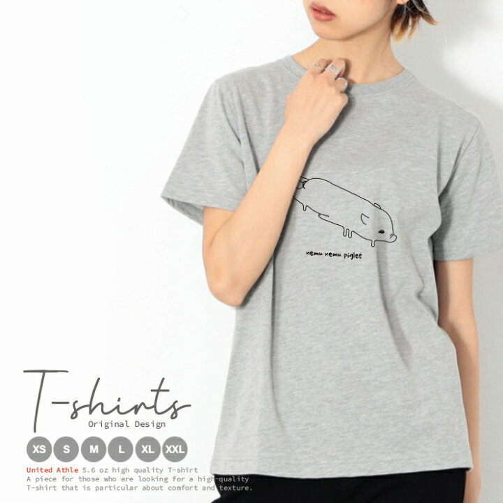 楽天市場 Tシャツ レディース メンズ クルーネック 丸首 綿 半袖 カットソー 大人かわいい オシャレ かっこいい ペア カップル おそろ リンクコーデ ユニセックス 韓国 シンプル ワンポイント 線画 手書き イラスト ゆるい こぶた ブタ アニマル No Other