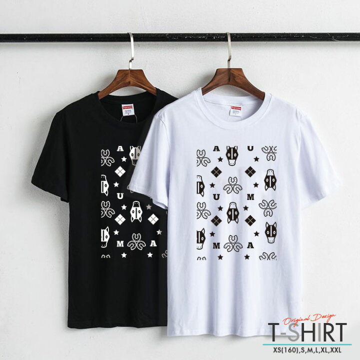 楽天市場 Tシャツ レディース メンズ クルーネック 丸首 綿 半袖 カットソー 大人かわいい オシャレ かっこいい ペア カップル おそろ リンク コーデ 競馬 グッズ 乗馬 Uma 総柄 馬蹄 星 No Other