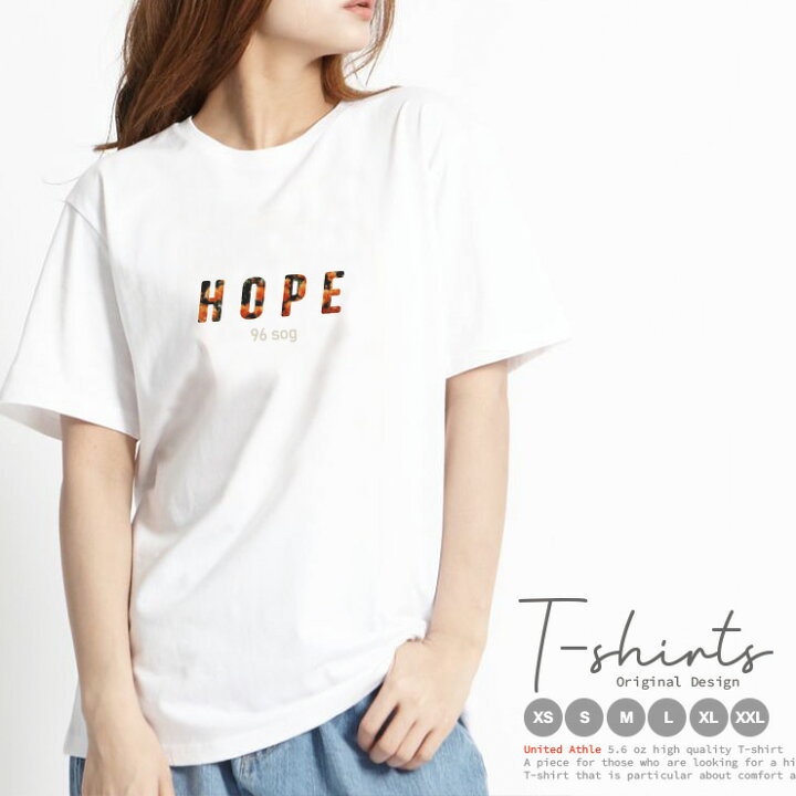 楽天市場 Tシャツ レディース メンズ クルーネック 丸首 綿 半袖 カットソー 大人かわいい オシャレ かっこいい ペア カップル おそろ リンクコーデ 韓国 Korea コラージュ 花 花柄 Hope ロゴ テキスト おしゃれ かわいい No Other