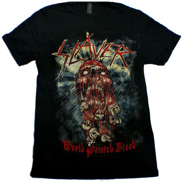 楽天市場】【SLAYER】スレイヤー「WORLD PAINTED BLOOD SKULL」Tシャツ  