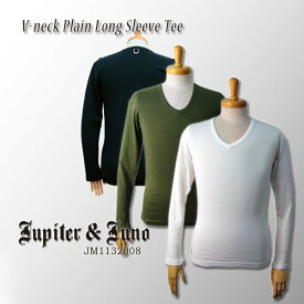 Jupiter&Juno(ジュピターアンドジュノ)V-neck Plain Long Sleeve Tee(無地 V ネック V首 長袖 Tシャツ)メール便可