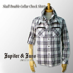 Jupiter&Juno�@�W���s�^�[�A���h�W���mSkull Double Collar Check Shirts(�X�J��2�d�݃`�F�b�N�V���c)������