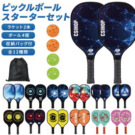 ピックルボール パドル ラケット 2個 ボール 4個 収納 バッグ セット 初心者 中級者 上級者 軽量 入門 木製 スポーツ レジャー 家族 カップル フィットネス トレーニング 運動