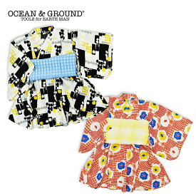 【4/21(日)9:59までポイント5倍】OCEAN&GROUND オーシャンアンドグラウンド BLOCK PATTERN柄 浴衣ワンピース（100cm 110cm 120cm）女の子【100cmまで1点のみメール便可】