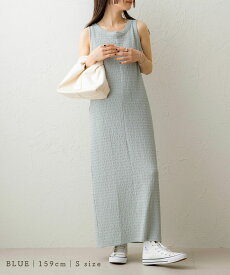 NOAHL｜《8/4 20時〜 2,480円→4,500円OFFクーポン利用》【メール便】ノースリーブ リップル ワンピース レディース ノースリ ワンピ ジャガード レイヤード 重ね着 ブルーグレー ブラウン ブラック 黒 春 夏 250402