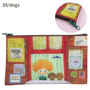 【ネコポス便発送可】83238-39 marini*monteany MM.ペンポーチ Border dogs マリーニ*モンティーニ ミネット ネコ 猫 グッズ かわいい 雑貨 服飾 収納 BAG バッグ ギフト プレゼント
