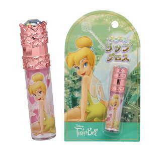 【ネコポス便発送可】DN43600 キラキラのストーン付き リップグロス ティンカーベル TinkerBell ディズニープリンセス Lip Gloss ストロベリーの香り キッズコスメ キッズメイク Disney ディズニー SH