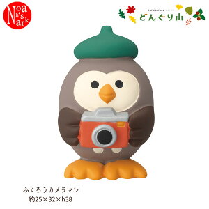 ZCB-47530「ふくろうカメラマン」みのりの秋 どんぐり山 きのこの森 デコレ concombre コンコンブル インテリア 飾り ディスプレイ マスコット 置物 DECOLE ギフト プレゼント