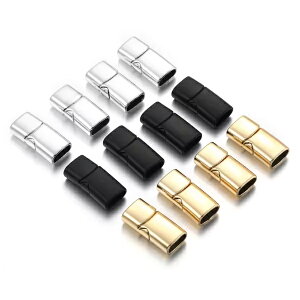 【メール便可】【1個入り】マグネットクラスプスクエア 四角型 24.5mm 28mm ゴールド シルバー ブラック コネクター バックルエンド 革コード ブレスレット 磁石 磁気 金具 アクセサリーパーツ