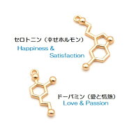 【メール便可】【10個入り】化学分子チャーム セロトニン ドーパミン ゴールド 幸せホルモン 愛 情熱 幸…