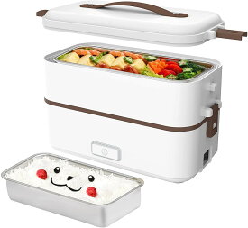 2段式 コロナ感染抑える高速弁当箱炊飯器 0.5-1.5合 ひとり暮らし用 蒸し 炊き 温め機能付き 1台3役 小型 一人用 米もおかずもこれ一台 車中泊 自宅 職場でも大活躍 1年品質保証 ホワイト