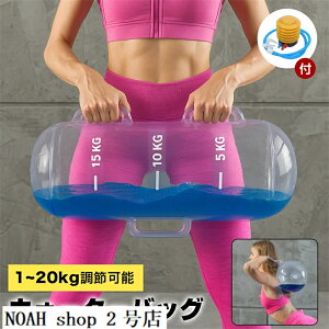 ウォーターバッグ 体幹トレーニング 空気入れ付き ウエイトリフティング器具 負荷トレーニング ウェイトバッグ スクワット器具 最大20kg 透明 取っ手付き 筋トレ トレーニング器具 水入り