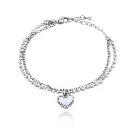 ブレスレット ハートペンダント 2連チェーンブレスレット サージカルステンレス 韓国アクセサリー