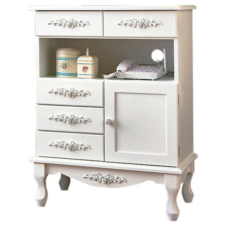 楽天市場 Sale 1000円ｸｰﾎﾟﾝ配布中 ピュアホワイトアンティーク調飾り家具 Fax台 姫 プリンセス 白家具 ホワイト 白 ローズ バラ 棚 リビング収納 おしゃれ 可愛い猫脚 収納 収納家具ベルーナ ノアン インテリア インテリア家具通販 ノアン