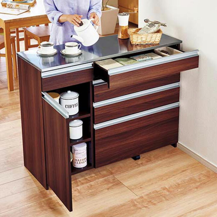 楽天市場 食器棚 ロータイプ 完成品 一人暮らし 扉タイプ 清潔なステンレス大量収納カウンター キッチンカウンター キッチン収納カウンター 扉タイプ幅110cm インテリア 寝具 収納 収納家具 キッチン収納 食器棚 キッチンボードベルーナ ノアン インテリア