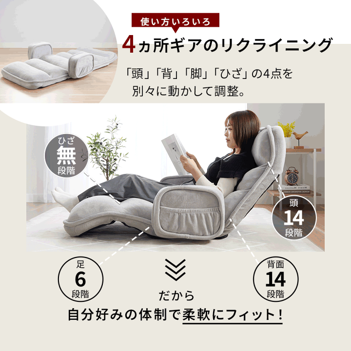 楽天市場】座椅子 ハイバック 肘掛け 肘付き リクライニング