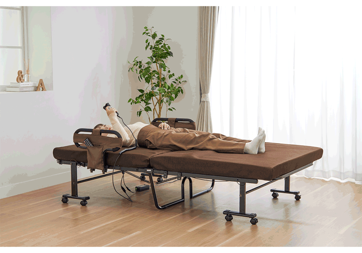 楽天市場】折りたたみベッド 電動ベッド コンパクト 手すり付き