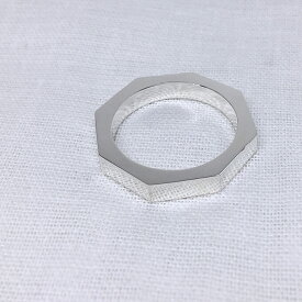 オクタゴン（八角形）リング シルバーリング レディース メンズ 指輪 多角形 大きいサイズ 小さいサイズ 3号~30号 重ねづけ 重ね着け 重ね付け 2連リング 3連リング 普段使い つや消し マット