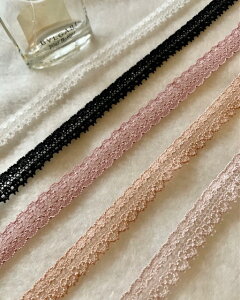 手作りマスクのゴム紐にも最適なストレッチレースです。【白】【黒】【ピンク】【ピーチ】【ピンクベージュ】【3mカット】