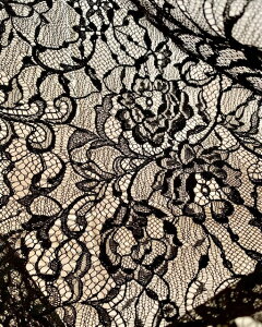 豪華で繊細な柄のウオッシャブルレース【黒】NB0505日本製(福井県産)