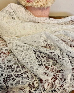 花柄の洗えるコードレース【白】NB2460TR日本製(福井県産)