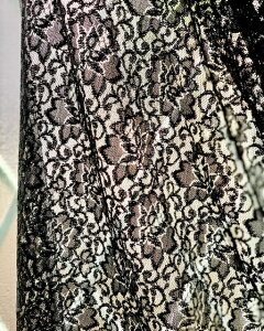 立体感のある柔らかい風合いの花柄レース【黒】NB5-147日本製(福井県産)