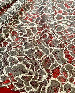大きな花柄の洗えるストレッチコットンレース NB2498日本製(福井県産)