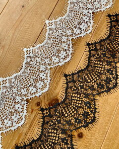 洗えるポリエステル100%のアイラッシュレース【白、黒】NB2485T日本製(福井県産)