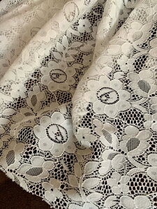 おもちゃみたいな花が可愛い洗えるポリエステルレース【白】NB2473T日本製(福井県産)