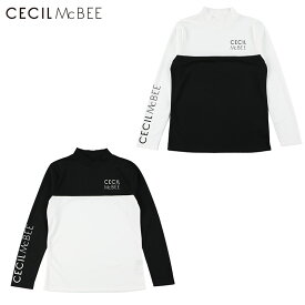 セシルマクビー ゴルフ バイカラーモックネックLS レディース ポロシャツ CECIL McBEE green ゴルフウェア モックシャツ