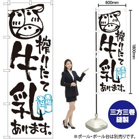 【3枚まで送料297円】搾りたて牛乳あります のぼり No.2165（受注生産品・キャンセル不可）