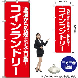 【3枚まで送料297円】コインランドリー 全自動 のぼり AKB-702（受注生産品・キャンセル不可）