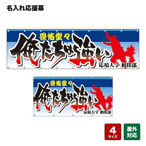 名入れ応援幕 俺たちは強い 畏怖堂々 (水色) 個人名前・学校名・部活名・チーム名 【4サイズから選べます】