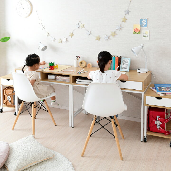 楽天市場】ツインデスク ラック 収納 デスクワゴン キャスター付き  