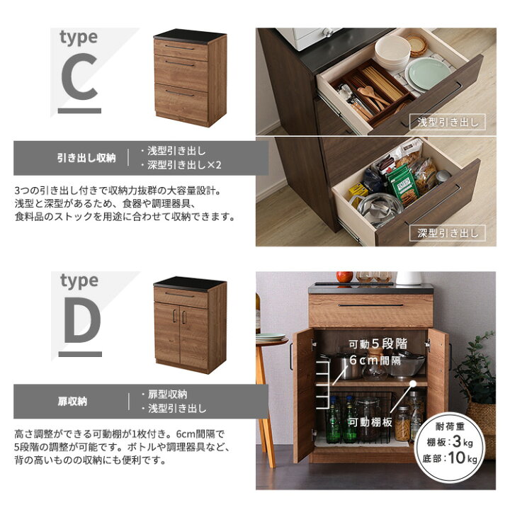 楽天市場】【完成品】 特殊鋼板天板 キッチンカウンター 幅60 扉タイプ 