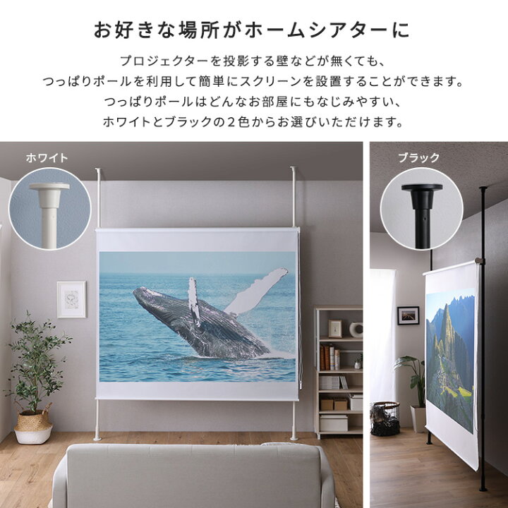 楽天市場】つっぱりポールで作るホームシアター ロールスクリーン 80 