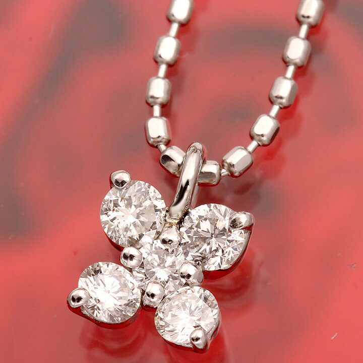 楽天市場】【究極のH&C】プラチナ ダイヤモンド フラワーネックレス  