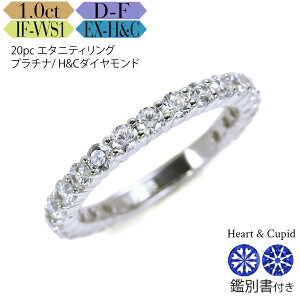 【究極のH&C】プラチナ ダイヤモンド エタニティ リング 1カラット《カラーD-F / クラリティIF-VVS / 3EX-H&C》鑑別書付 スイートテン・ダイヤモンドリング 結婚記念日 シンプル ハーフエタニティ