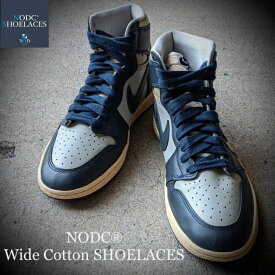 靴紐 シューレース 靴ひも NODC Wide Cotton SHOELACES 120cm 140cm 160cm 180cm NODC 平紐 コットン ナイキ アディダス コンバース NIKE ADIDAS VANS スニーカー ローカット ハイカット エアジョーダン シューズ