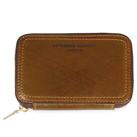 【最大1000円OFFクーポン配布中】 KATHARINE HAMNETT LONDON MINI WALLET キャサリンハムネット ロンドン 財布 ミニ財布 メンズ ラウンドファスナー ネイビー オリーブ ダーク ブラウン チョコ KH-1207015