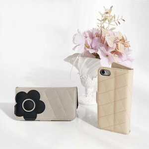 yő1000~OFFN[|sz MARY QUANT PU QUILT LEATHER BOOK TYPE CASE }[Ng iPhone SE 8 7 6 6s P[X X}zP[X g ACtH 蒠^ fB[X }N IPSE-MQ01