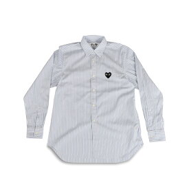 【最大1000円OFFクーポン配布中】 PLAY COMME des GARCONS PLAY S STRIPED SHIRT プレイ コムデギャルソン シャツ 長袖 メンズ ストライプ ブラックハート ロゴ ブルー B020