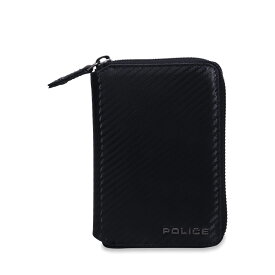 POLICE ROUND SHORT WALLET ポリス ラウンドショートウォレット 財布 二つ折り メンズ 本革 ラウンドファスナー ブラック 黒 PA-70802