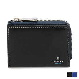 LANVIN en Bleu PARTIAL ランバンオンブルー パスケース カードケース ID 定期入れ 財布 小銭入れ コインケース パーシャル メンズ レディース L字ファスナー ブラック ブルー 黒 555612