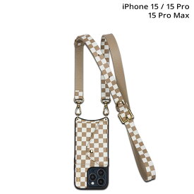 BANDOLIER HAILEY SIDE SLOT CHECKER バンドリヤー iPhone15 iPhone 15Pro iPhone 15 Pro Max スマホケース スマホショルダー 携帯 ア ヘイリー サイドスロット チェッカー メンズ レディース ベージュ 14CHE